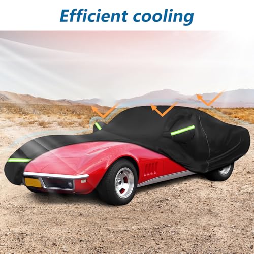 BIGACOVER for C3 Corvette Car Cover Waterproof, Sun Heat Protection Outdoor Full Car Covers with Driver Side Zipper Windproof Heavy Duty All Weather Fit for C3 1968-1982 Chevy Corvette,Not for Rear Wing - Image 4