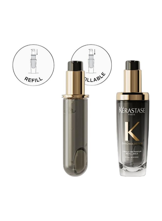 KERASTASE مجموعة زيت الشعر القابلة لإعادة التعبئة من كيراستاس كرونولوجيست - زيت الشعر المعطر المنعش - زيت شعر فاخر مدعوم بمستخلص المر - Image 1
