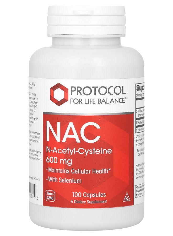 Protocol For Life Balance NAC (N-Acetyl-Cysteine) 600 mg 100 Veg Capsules