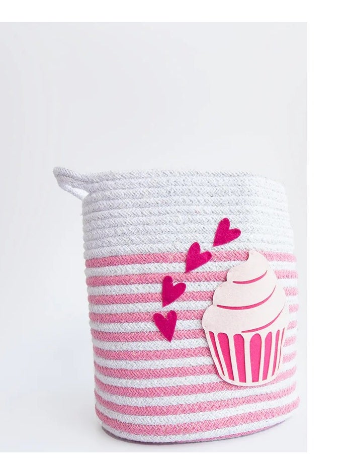 Yellow Doodle Yellow Doodle Cotton Rope Basket - Magical Cupcake (Medium) 