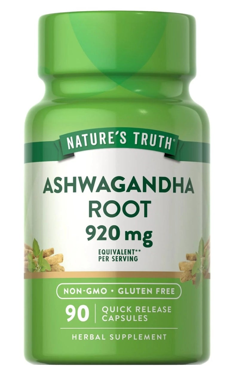 Nature's Truth Ashwagandha Root 920mg Capsules – Herbal Supplement for Stress Support, Non-GMO, Gluten Free, 90 Quick Release Capsules - Image 1