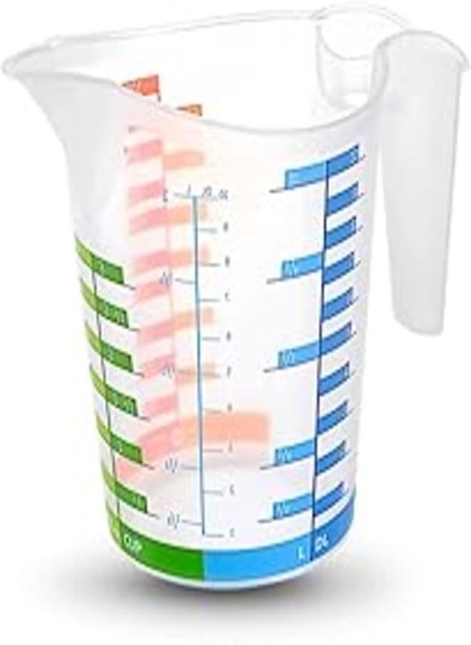 Generic - Measuring Cup BPA Free Measuring Multi-Purpose Liquid and Dry Use Plastic Colored - Non-Slip silicone base-Break resistant 1000ML - Image 1
