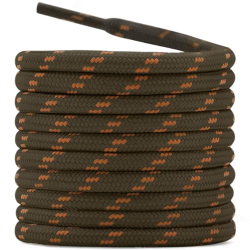 DELELE Hiking Shoe Laces for Boots, 2 Pair 59 inch Light Brown Orange Dots Round Boot Laces Heavy Duty, Work Shoelaces Strings - Image 1