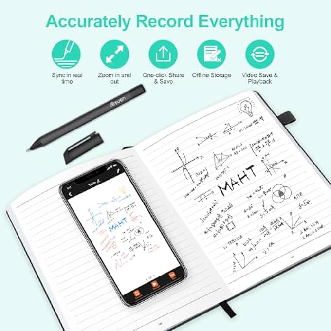rayihni SMART PEN AND NOTEBOOK - SMARTPEN WRITING SET, DIGITAL SMART PENS FOR NOTE TAKING, REAL-TIME SYNC FOR DIGITIZING, STORING, AND SHARING PAPER NOTES, COMPATIBLE WITH IPAD, IPHONE AND ANDROID SMARTPHONE - Image 2