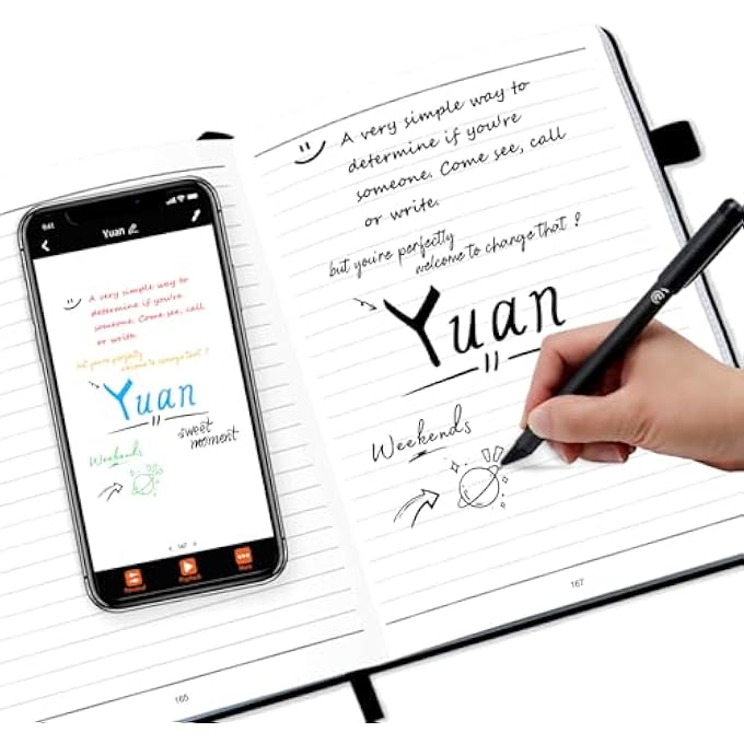 rayihni SMART PEN AND NOTEBOOK - SMARTPEN WRITING SET, DIGITAL SMART PENS FOR NOTE TAKING, REAL-TIME SYNC FOR DIGITIZING, STORING, AND SHARING PAPER NOTES, COMPATIBLE WITH IPAD, IPHONE AND ANDROID SMARTPHONE - Image 1