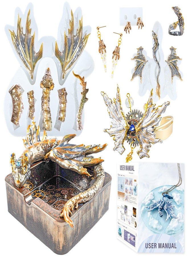 FUNSHOWCASE Winged Dragon Silicone Molds Pack of 2 for Epoxy Resin Casting Jewelry Making Fondant Cake Topper Polymer Clay Craft Large 10inch Small 3inch - Image 1