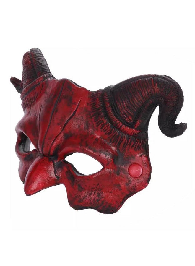 Dzrige Devil Horn Mask Demon Horn Mask Horror Half Face Mask Scary Horns Ghost Mask Cover For Halloween Party Masquerade Cosplay Costume Props (Red) - Image 2