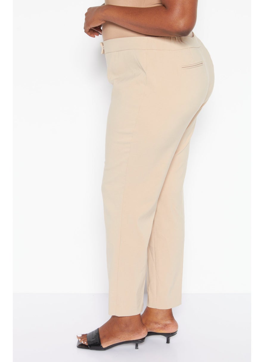 Women Plus Size Solid Straight Leg Pants, Tan - pzsku/ZCD02D108CF46722DBDB9Z/45/_/1727187864/25f0e771-eda8-4c8a-b11f-97297a6b6030