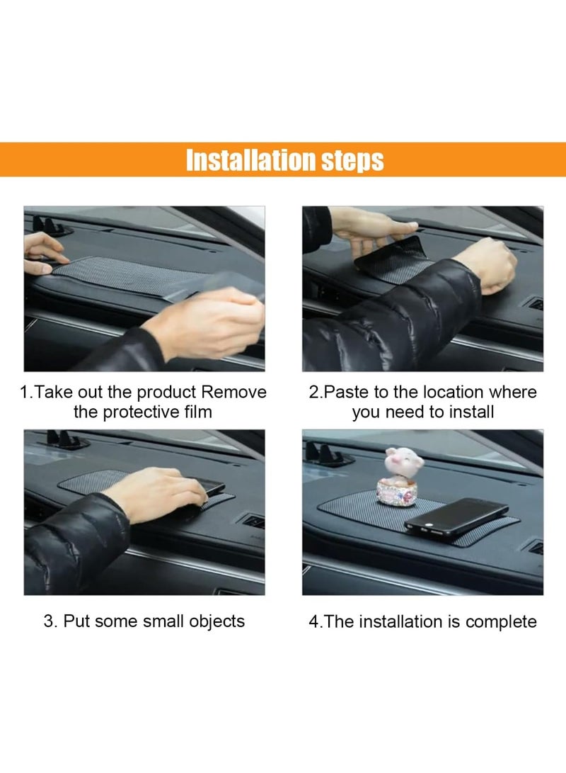 kunshao Universal Car Dashboard Anti-Slip Mat, 10.6"x5.9" Black PU PVC Sticky Grip Pad for Phones, Keys, Coins - Image 2