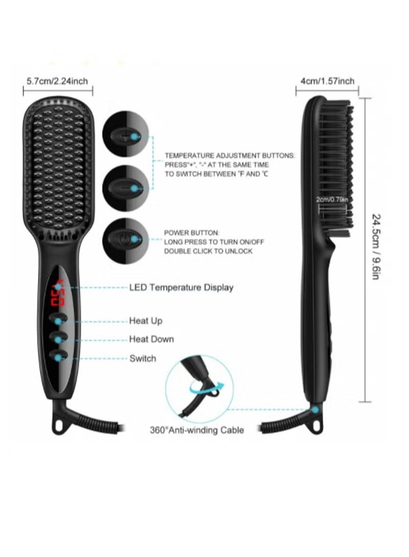 Captaintech Cordless Beard u0026 Hair Straightener Brush – Portable Mini Straightening Comb for Men u0026 Women | 2-in-1 Styling Tool ﻿ - Image 5