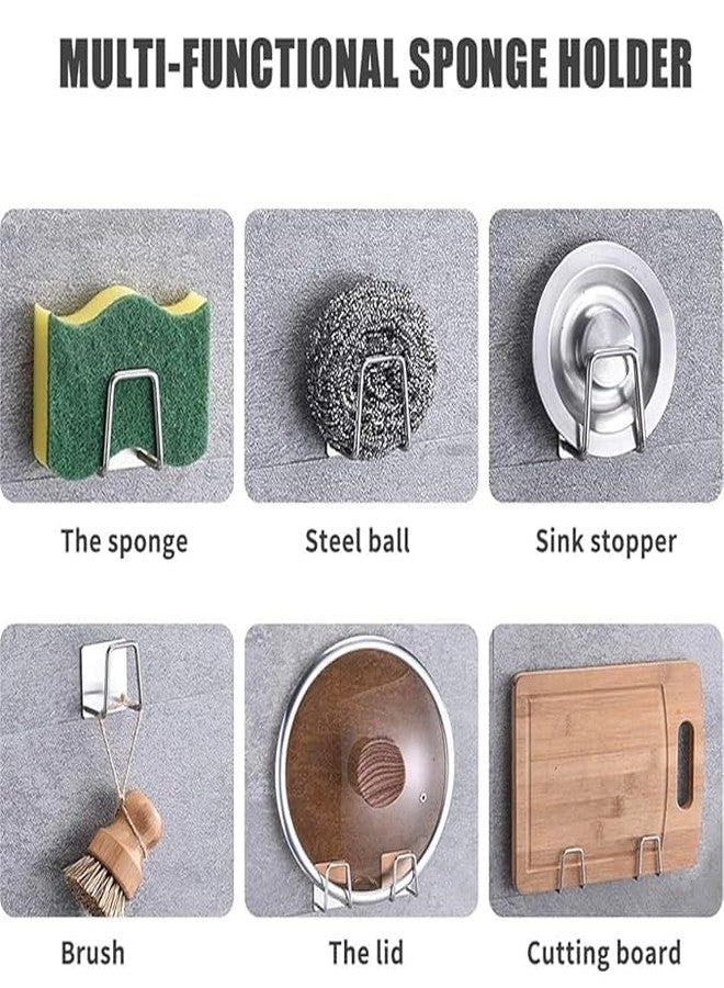 WICHARSH 2Pack Adhesive Sponge Holder for Kitchen Sink, Stainless Steel Sponge Holder Sink Caddy Waterproof Kitchen Sink Sponge Holder Sponge Holder for Kitchen Accessories - Image 3