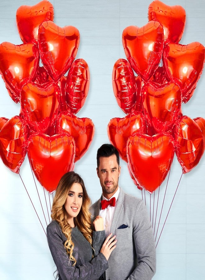 LINAYE Red Heart Foil Balloons 18 Inch, 30PCS Valentines Heart Balloons Mylar, Heart Shape Balloons for Valentines Day Anniversary Wedding Party Valentines Day Decorations Decor - Image 1