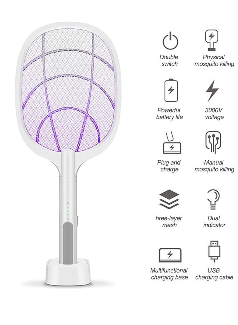 Electric Bug Zapper Racket Mosquito Killer Two-In-One USB Rechargeable Electronic Swatter Pest Control - Image 3
