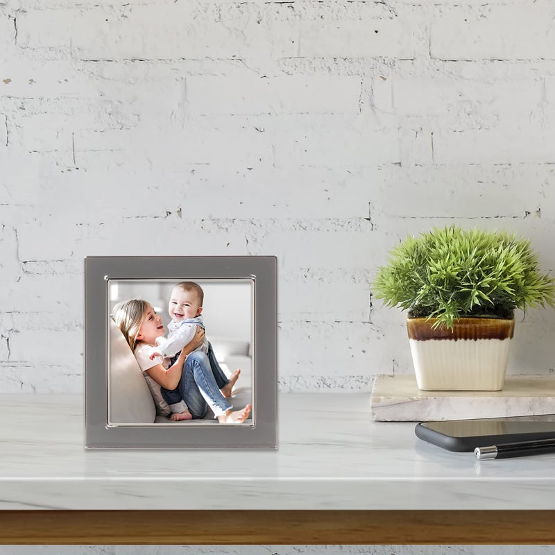 Lawrence Frames 4x4 Silver Metal and Gray Enamel Picture Frame - Image 3