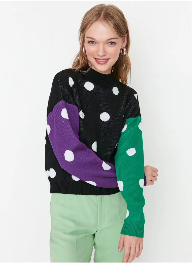 trendyol Colorblock Polka Dot Sweater