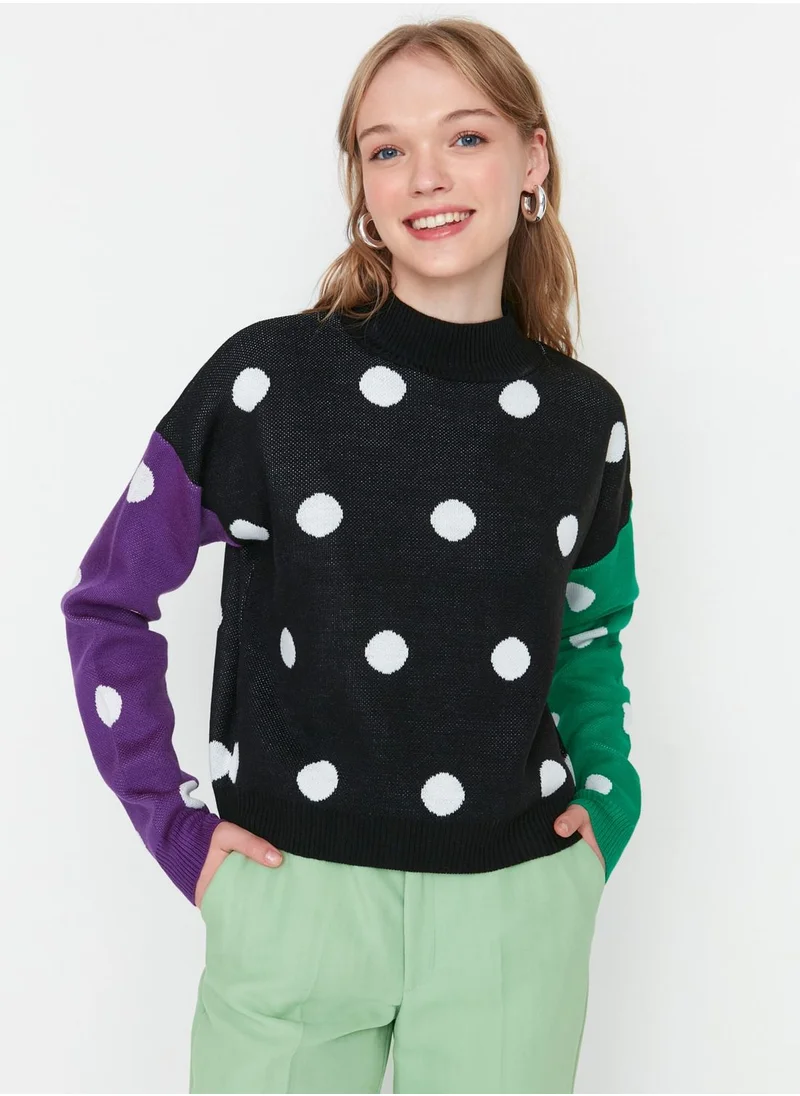 trendyol Colorblock Polka Dot Sweater