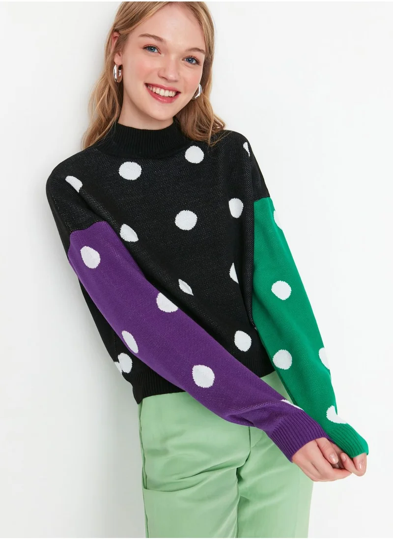 trendyol Colorblock Polka Dot Sweater