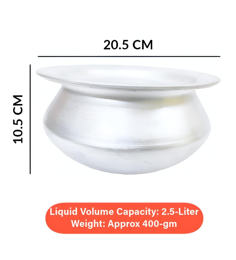 SNKM Aluminium Handi for Cooking 8 No. with Lid | Kitchen Cooking Pot Rice, Curry, Dal Tadka, Other Recipes (for 2-3 People, Capacity 2.5-Liters or 1-Kg, Very Small Size, Silver, Pack of 1) - Image 2