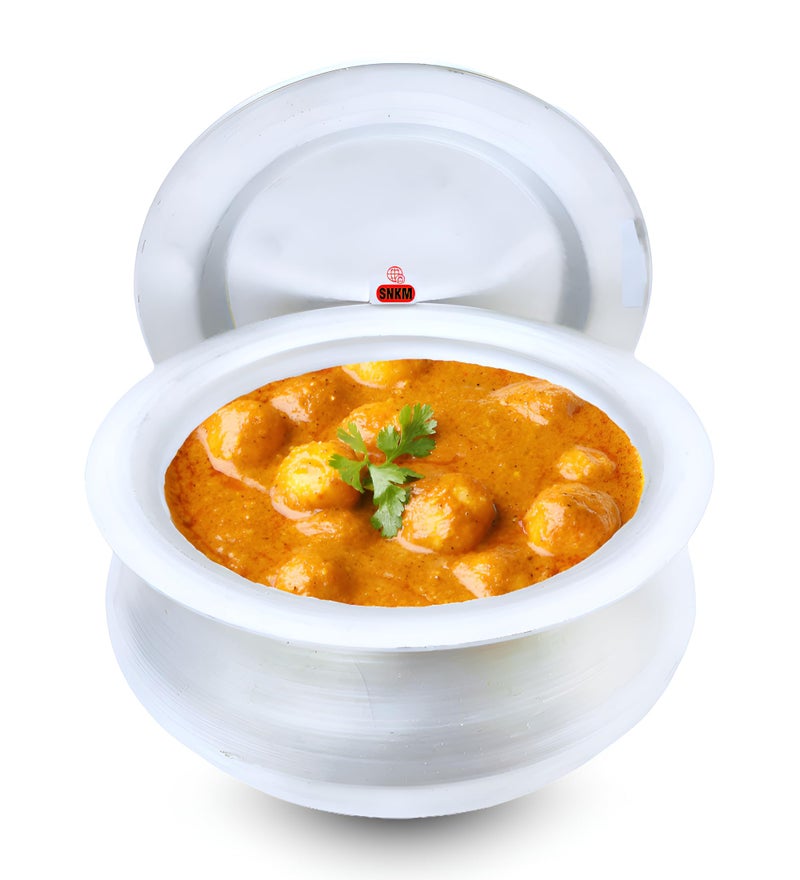 SNKM Aluminium Handi for Cooking 8 No. with Lid | Kitchen Cooking Pot Rice, Curry, Dal Tadka, Other Recipes (for 2-3 People, Capacity 2.5-Liters or 1-Kg, Very Small Size, Silver, Pack of 1) - Image 3
