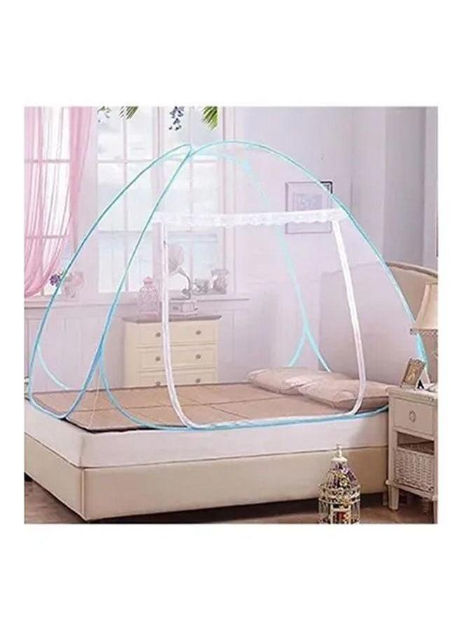 HOMESTAR Classic Double Bed Mosquito Net, Foldable, Polyester 30GSM Strong Mesh, PVC Coated Corrosion Resistant Steel Wire for Home (Blue)  - Image 2