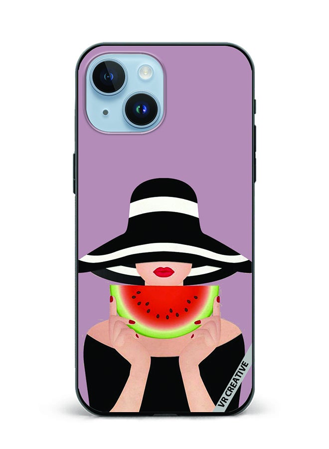 VR CREATIVE Protective Case Cover For Apple iPhone 15 Girl With Watermelon Design Multicolour - Image 1
