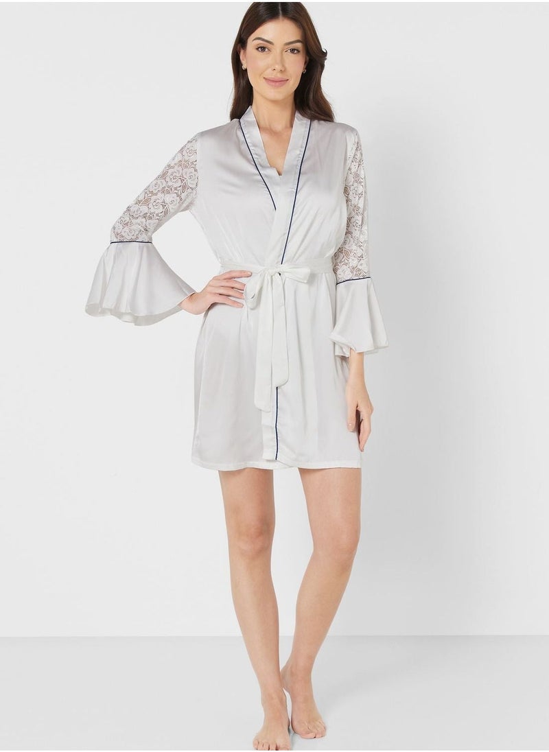 Contrast Piping Detail Night Robe - Image 4