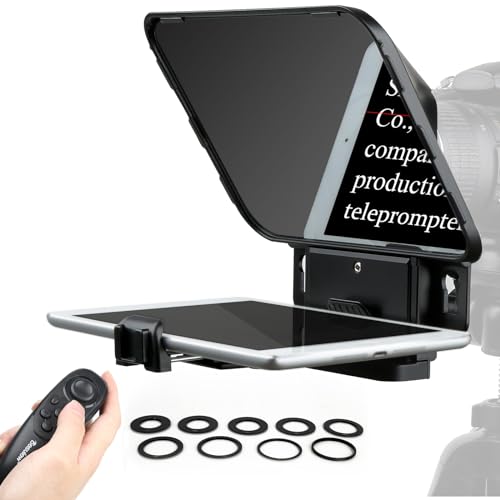 Desview T3 Portable Teleprompter for iPad Tablet iPhone up to 11 inch High Definition 70/30 Beam Splitter Glass with Remote Control for DSLR Camera Smartphone Video Recording (9 Lens Adapter Ring) - Image 1