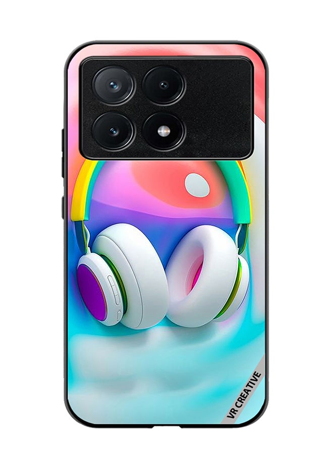 VR CREATIVE Protective Case Cover For Xiaomi Poco X6 Pro Music Headphones Design Multicolour - Image 1