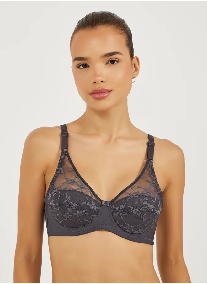 Styli Pack of 2 - Non Padded Wired Lined Lace Cup Full Bra