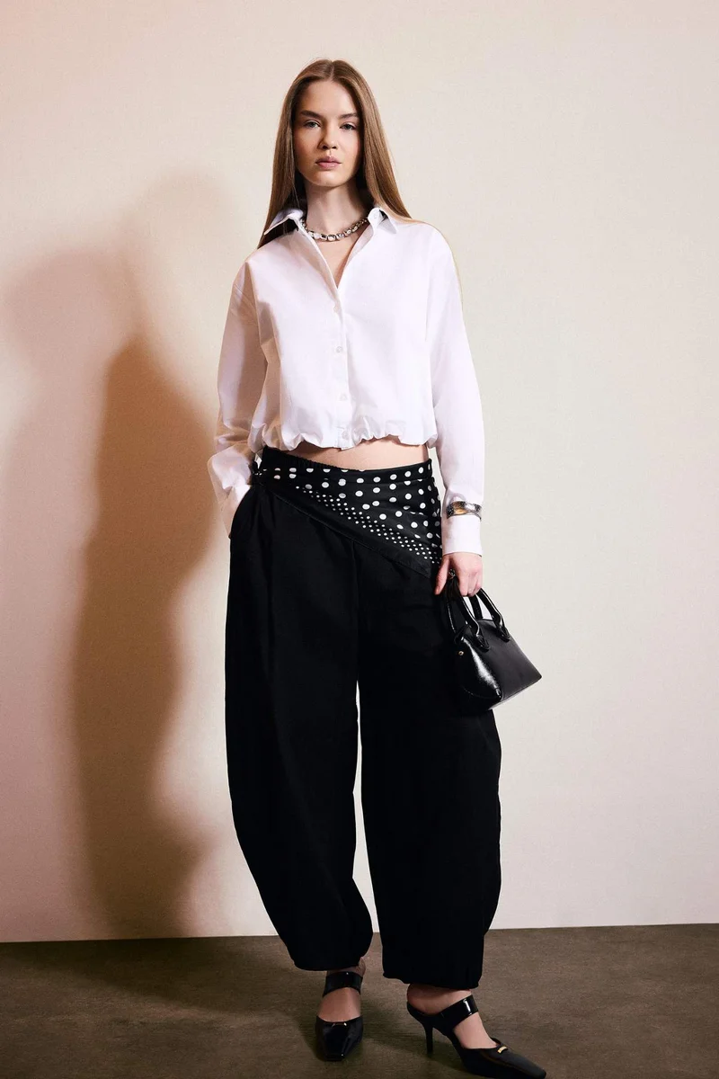 ديفاكتو Balloon Fit Shirt Collar Poplin Long Sleeve Shirt