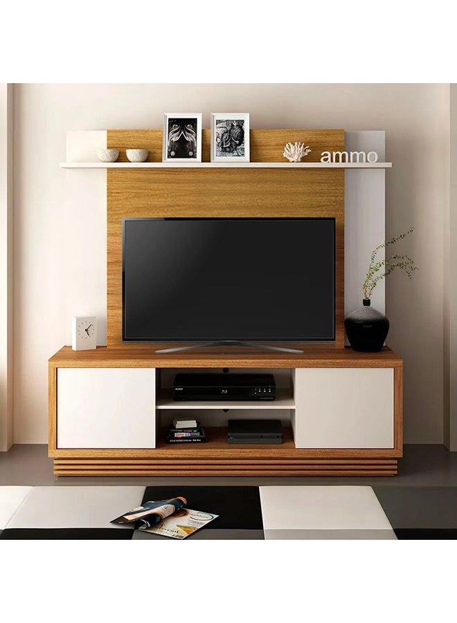 DANUBE HOME Zoyo Tv Wall Unit Tv Up To 55 Inches Entertainment Wall Tv Unit Wooden Tv Rack Stand Media Console Table L 180x45x177.7 Cm Brown/Off White - Image 1