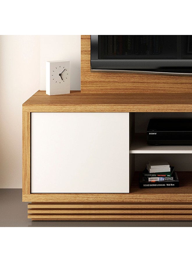 DANUBE HOME Zoyo Tv Wall Unit Tv Up To 55 Inches Entertainment Wall Tv Unit Wooden Tv Rack Stand Media Console Table L 180x45x177.7 Cm Brown/Off White - Image 2