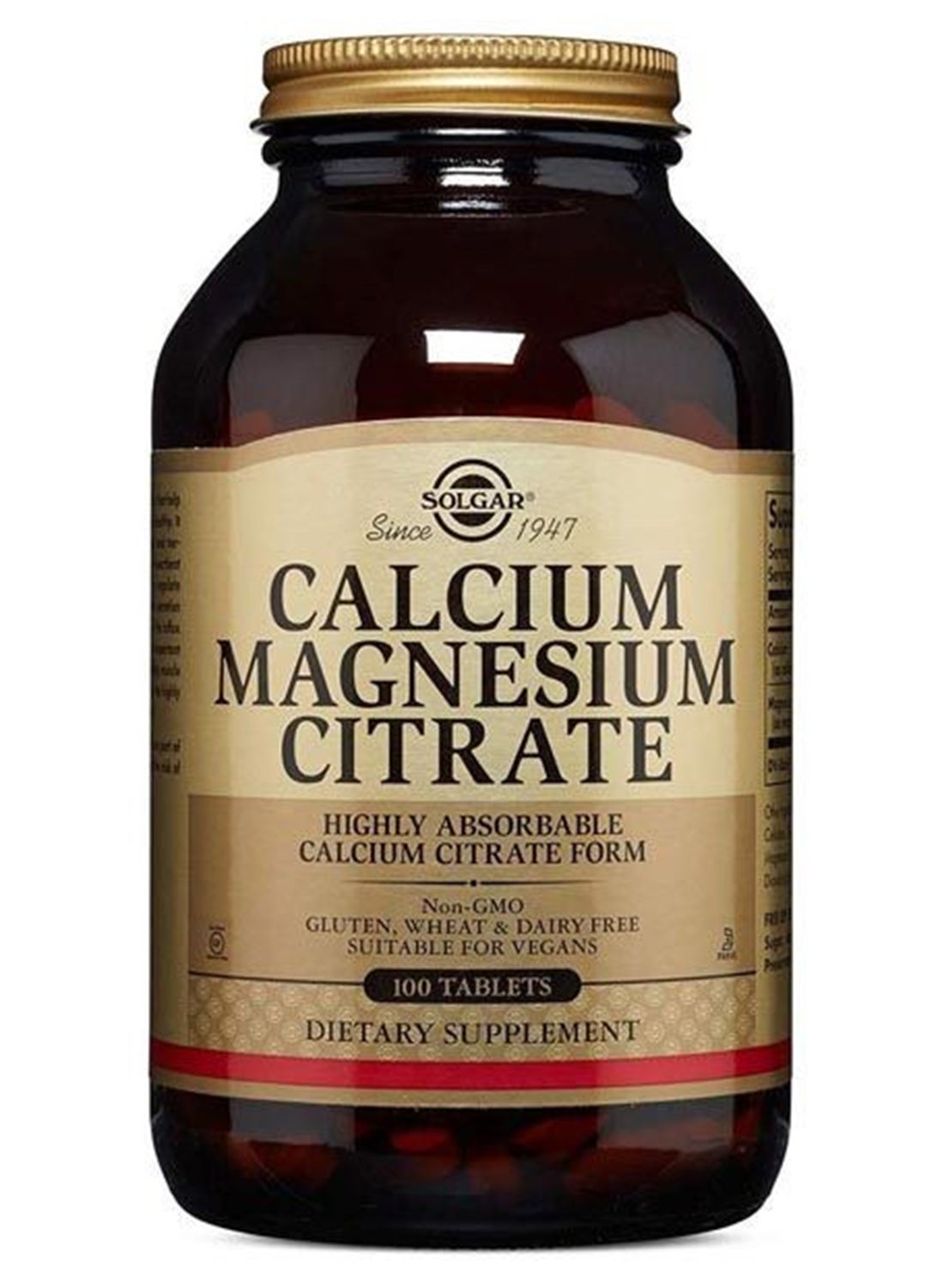 Calcium Magnesium Citrate Highly Absorbable Calcium Citrate Form Gluten, Wheat And Dairy Free Suitable For Vegans Dietary Supplement 100 Tablets
