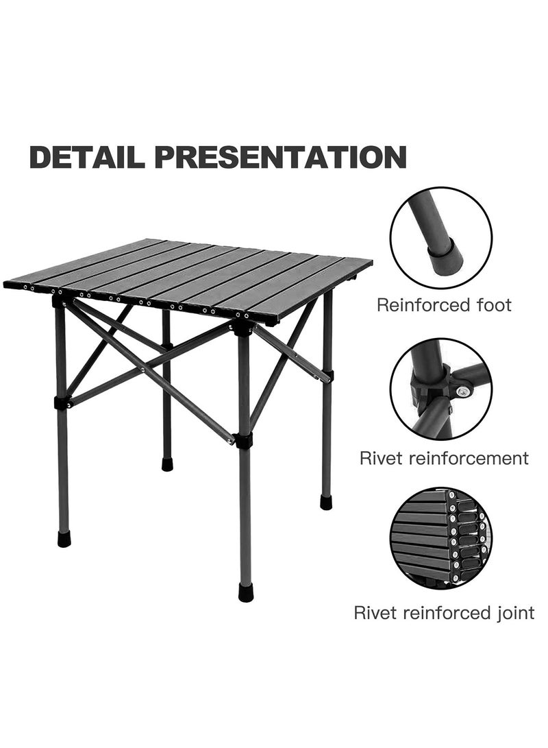 Taimi 3-Piece Camping Set | Portable Camping Table with 2 Chairs, Folding Table with Carrying Bag 60x51x53cm and 2 Folding Chairs with Metal Frame & Armrests - Black - Image 5