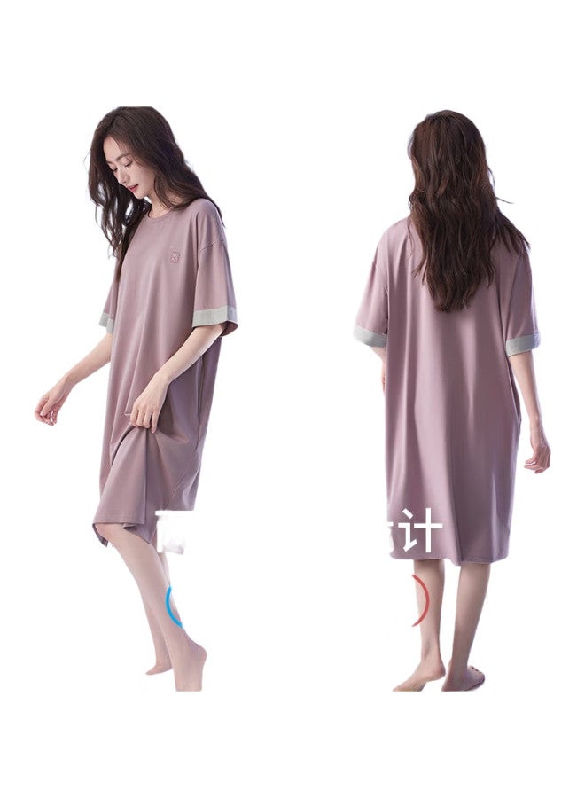 XULEN Women'S Modal Cotton Cooling Short-Sleeve Nightgown, Plus Size Loungewear, 62573 Misty Purple, L - Image 2