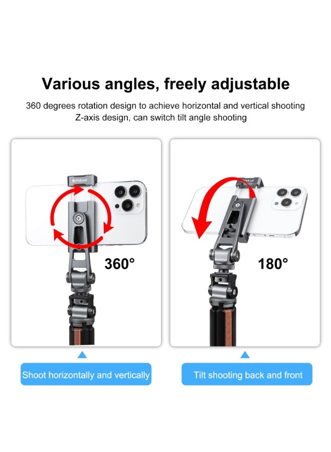 PULUZ PULUZ Z-axis 360 Rotation Cold Shoes Aluminum Alloy Phone Clamp Holder Bracket  - Image 5