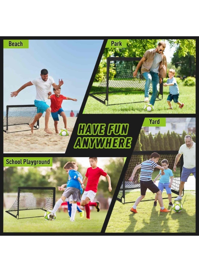 Aideli 2 Pack Portable Football Goal Set 120×90 cm, Pop-Up Soccer Training Nets with Carry Bag & Ground Pegs, Lightweight Backyard Football Goal for Indoor Outdoor Practice – Black - Image 4