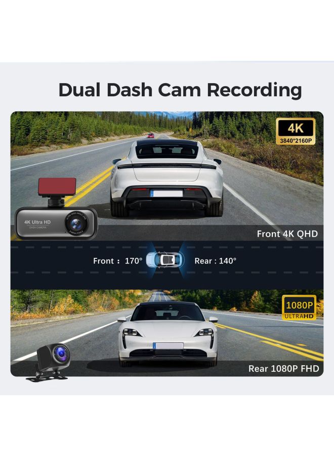 نيوترل كاميرا السيارة Hd 4k ذات التسجيل المزدوج الأمامي والخلفي مع الاتصال المتنقل، مسار القيادة، مسجل المركبة ذو العدسة المزدوجة - Image 3