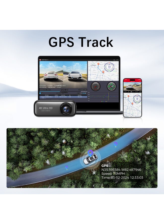 نيوترل كاميرا السيارة Hd 4k ذات التسجيل المزدوج الأمامي والخلفي مع الاتصال المتنقل، مسار القيادة، مسجل المركبة ذو العدسة المزدوجة - Image 4