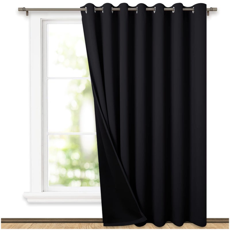 NICETOWN NICETOWN Extra Wide Patio Door Curtain Super HeavyDuty Thermal Sliding Glass Door Lined Drape Privacy Assured 100 Blackout Window TreatmentBlack 1 Panel 100 inches W x 84 inches L