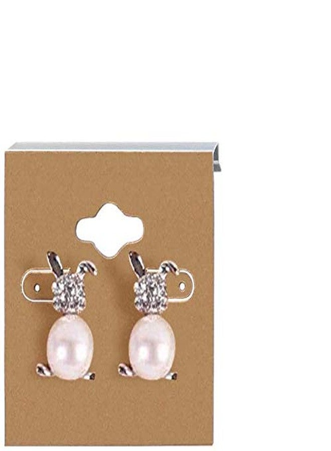 MUMULULU Kraft Paper Color Clamshell Hanging Brown Paper Earrings Display Card 2 x 2 inches - Image 1