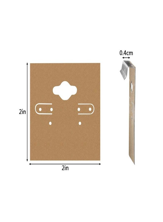 MUMULULU Kraft Paper Color Clamshell Hanging Brown Paper Earrings Display Card 2 x 2 inches - Image 2