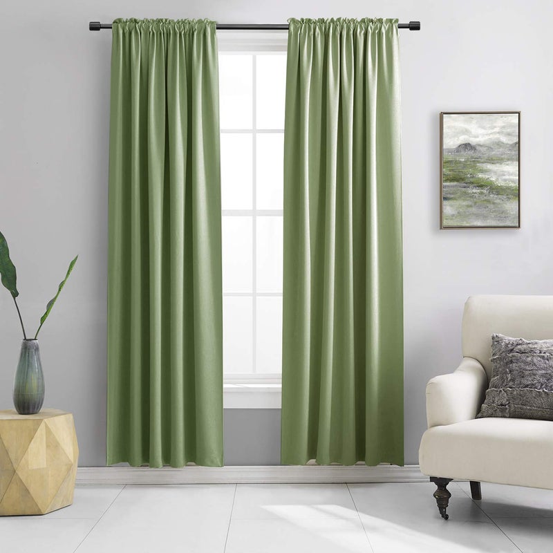 DONREN Sage Green Blackout Curtains  90 Inches Long Thermal Insulated Room Darkening Curtains for Bedroom Set of 2 Panels52 Inch Width