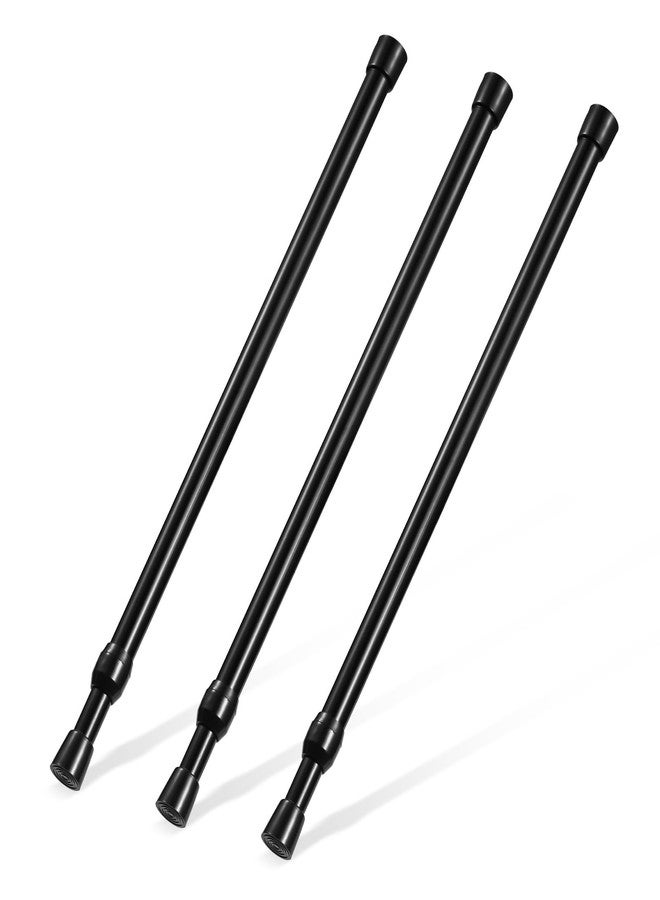 Goowin Tension Rod 16 to 28 Inch, Goowin Small Tension Rod, 5/8" Diameter No Drilling Expandable Short Tension Rods Spring Rods, Tension Rods for Closet, Cupboard, Hanging Clothes, 3 Pack, Black - Image 1