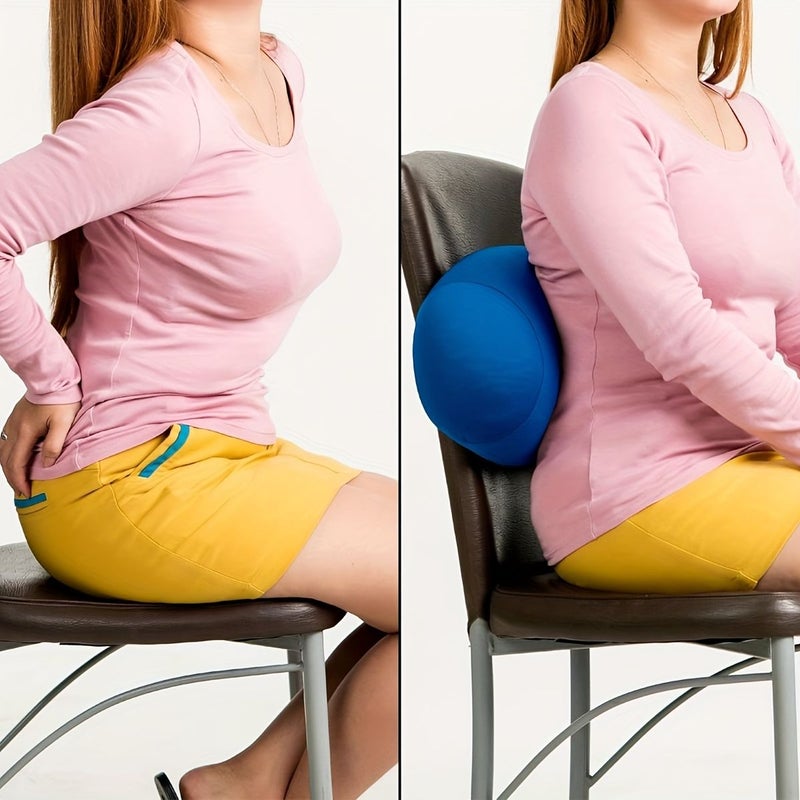 2Pcs Blue Cylindrical Pillows Office Chair Cushion Portable Travel Neck Pillow Neck And Waist Support Cushion 15x6 Inches - Image 2
