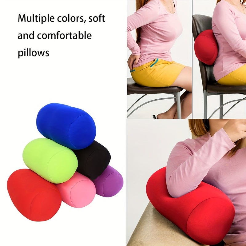 2Pcs Blue Cylindrical Pillows Office Chair Cushion Portable Travel Neck Pillow Neck And Waist Support Cushion 15x6 Inches - Image 1