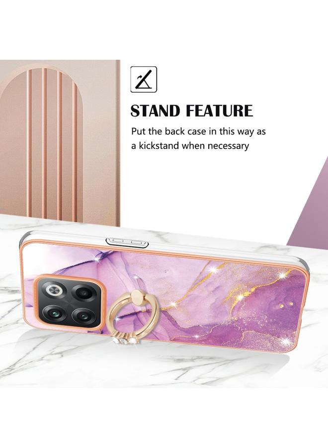 erorex Case For OnePlus 10T 5G / Ace Pro Electroplating Marble IMD Phone Case with Ring Holder - Image 3