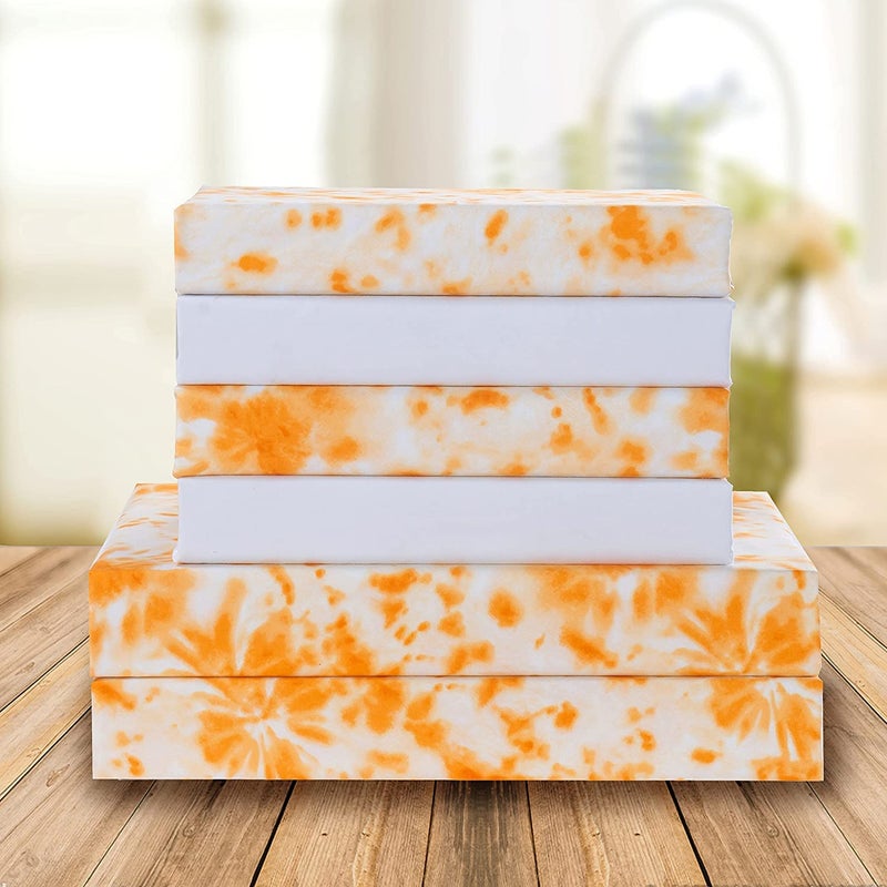 Elegant Comfort Elegant Comfort Aria Tie-Dye 4-Piece Sheet Set  1500 Premium Hotel Quality Microfiber  Spiral Tie-Dye  Soft  Fade and Wrinkle Resistant  Fitted Sheet with Smart Pockets  4PC Tie-Dye Twin  Orange  - Image 2