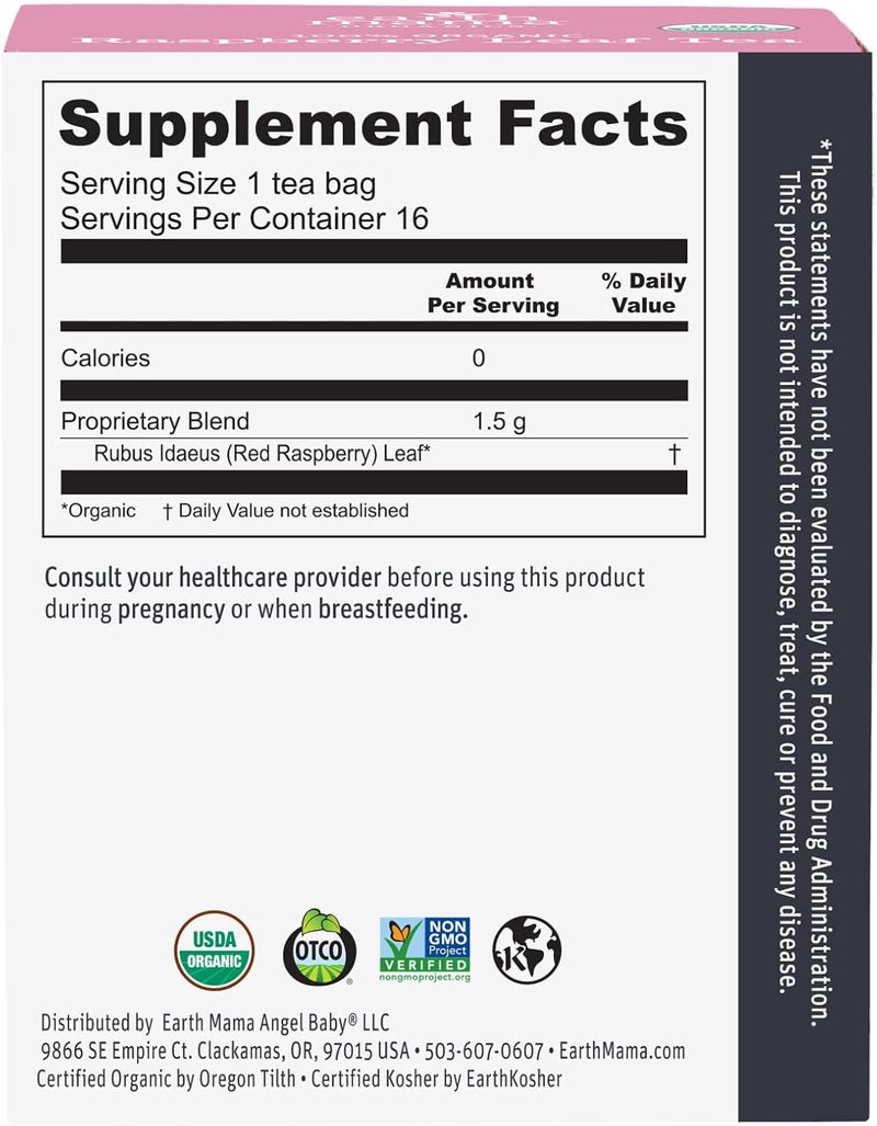 Earth Mama Organic Raspberry Leaf Tea Bags - Menstrual Support & Herbal Labor Tonic, 32 Count (2-Pack) - Image 2