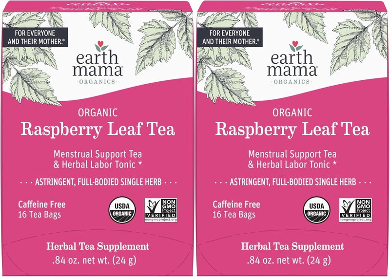 Earth Mama Organic Raspberry Leaf Tea Bags - Menstrual Support & Herbal Labor Tonic, 32 Count (2-Pack) - Image 1